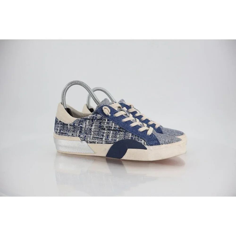 Dolce Vita Womens Zina Woven Lace Up Sneaker Size 6.5 Blue Silver Slip On
